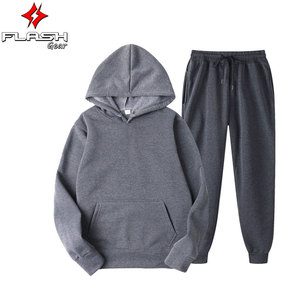 Survêtement de jogging décontracté de couleur unie pour hommes avec pull à capuche en polaire et pantalon de survêtement Sportswear Streetwear pour la salle de sport ou le salon - Product Image 6