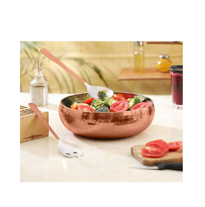 Meilleur bol de serveur de salade en cuivre de créateur Décoration de table moderne Bol rond en cuivre Bol de fruits en cuivre artisanal de créateur dernier cri - Product Image 6