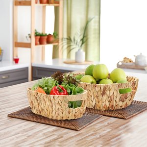 Bread Food Pantry Fruit <b>Storage</b> <b>Basket</b> Bowls Cheapest Price Natural Circle <b>Round</b> Water Hyacinth Bowl - Product Image 6