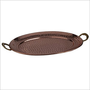 Plateaux de service en métal de style martelé de haute qualité avec poignée bas prix Standard cuivre aluminium acier haute finition - Product Image 1