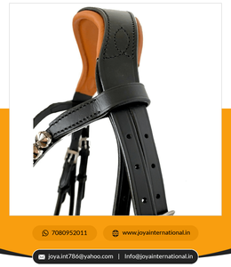 Brida Hanoveriana de Cuero Negro Enrollado con Acolchado Color Bronceado, Tamaño Cob, Completa, Plegable - Product Image 3