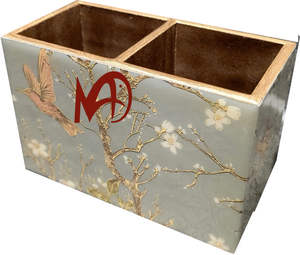 Cubiertos de conteo de esmalte de estilo clásico de dos secciones, cubiertos de madera con acabado brillante de impresión Digital para mesa de cocina, uso en el hogar - Product Image 1