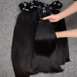 Extensiones de cabello humano de grado superior, trama de fábrica al por mayor de cabello crudo, color negro, liso, natural, vietnamita, doble dibujado - Product Image 1