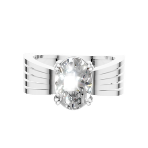 Bague de fiançailles en or massif 14 carats avec moissanite ovale de 2,5 carats pour la mariée et le marié - Product Image 3