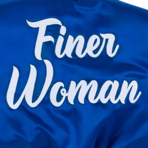 Chaqueta Bomber Vintage Zeta Royal para Mujer, Estilo Universitario Clásico de Hermandad Griega, Cierre de Botones a Presión - Product Image 4