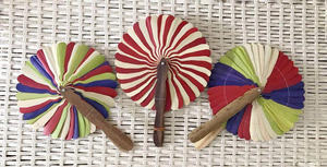 Éventail en feuilles de palmier, éventail pliant tissé à la main en feuilles de palmier, pour décoration de mariage, logo personnalisé Vietnam, Ms Violet - Product Image 6