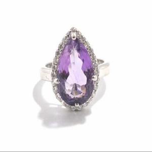 92.5 Sterling Silver Amethyst Statement Ring Gemstone Jewelry for Women Ideal for Engagement, Anniversary or Birthstone <b>Gift</b> - Product Image 1