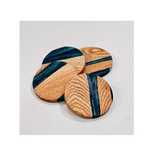 Classic Style Natural <b>Wood</b> & Resin Tea Cup <b>Coaster</b> With River Design High Quality Resin & <b>Wood</b> <b>Coaster</b> at Low Price - Product Image 2