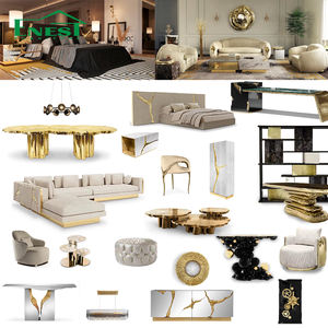 Último Juego de Sofás y Muebles de Lujo para Salón con Sofá Elegante Dorado de Serie Latón para Proyecto de Villa Antigua, Hogar y Ático - Product Image 5