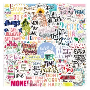 Autocollants en PVC avec phrases motivantes pour scrapbooking, pack de 10/30/50 pièces, style dessin animé, autocollant décoratif en PVC - Product Image 4