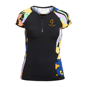เสื้อกันผดผื่นแขนสั้น100% ผ้าโพลีเอสเตอร์สำหรับผู้หญิงผ้ายืดได้สำหรับโลโก้ออกแบบได้ตามต้องการ - Product Image 1