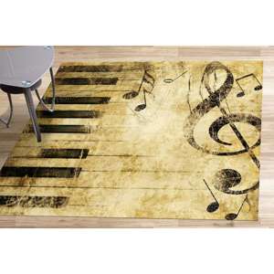 Printed <b>Rug</b>: Treble Clef, Notes, Piano, Music, Bathroom, <b>Non</b> <b>Slip</b>, Round, Step, Large, Pattern, Office,Luxury Velvet <b>Rug</b> - Product Image 1