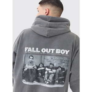 Sweat à capuche Streetwear personnalisé pour hommes en détresse délavé à l'acide décoloration 3D lourd fermeture éclair strass brodé patch polaire ODM - Product Image 5