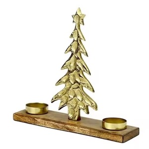 Elegante decoración del hogar, portavelas de luz de té, candelabro de Metal dorado de árbol de Navidad de alta calidad para uso festivo de Navidad - Product Image 1