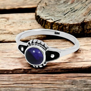 Anillo clásico de forma redonda de piedras preciosas de amatista púrpura Natural para ella joyería de piedra NATAL DE FEBRERO joyería de plata personalizada de la India - Product Image 2