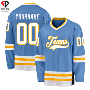 Jerseys de Hockey sobre hielo para hombre, camisetas masculinas de color dorado y verde con varios nombres y números, venta directa de fábrica - Product Image 3
