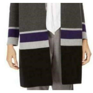 Cardigan Casual da Donna Calvin Klein, Aperto sul Davanti, a Righe con Ricami, Taglia Media, Cappotto Invernale/Autunnale in Lana e Acrilico - Product Image 3