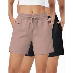 Shorts de sport pour femmes, basiques, légers, à séchage rapide, pour la course à pied, la salle de sport, avec poches, taille haute élastique, 100% coton, pour l'entraînement - Product Image 1