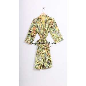 Kimono matelassé fait main, écologique, 100% coton biologique, style kimono, motif floral bohème pour femmes - Product Image 5