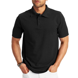 Polos de manga corta de secado rápido para hombre, ropa de verano personalizada de talla grande para hombre, Polo negro liso vuelto - Product Image 1