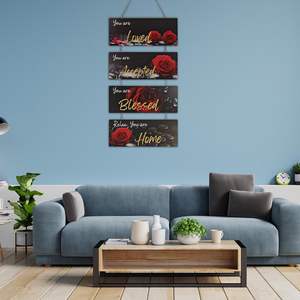 4 Pièces Rustique Farmhouse Bois Inspiration Art Mural Signes Auto-Adhésif Magnétique Décalcomanie Murale Mariage Décoration Murale pour Chambre - Product Image 3