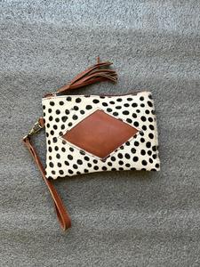 Véritable cuir de vachette bracelet pochette pochette portefeuille marron Western patchs portefeuilles - Product Image 2