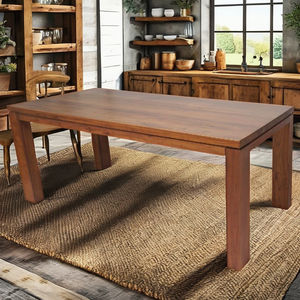 Table de cuisine en bois de noyer massif design rectangulaire brun riche fabriqué au Vietnam construction robuste élégance intemporelle | WT505P6 - Product Image 5