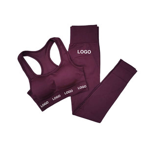 Ropa deportiva personalizada para mujer, conjuntos de Fitness de secado rápido, transpirable, conjunto de ropa activa para mujer, logotipo personalizado, conjunto de ropa de Yoga de Color liso para mujer - Product Image 2