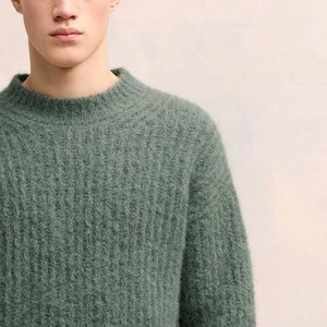 High Quality Custom Men's Winter Warm Mohair <b>Sweaters</b> with Long Sleeves Crew Neck Breathable Anti-Shrink Knit Pullover Clothing - Product Image 2