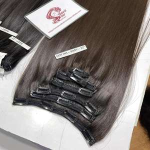 Clip en os droit couleur marron 100% pince à cheveux humains vietnamiens bruts dans les extensions de haute qualité - Product Image 3