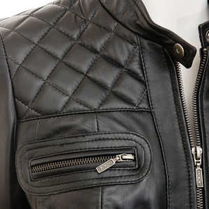 เสื้อโค้ทหนังแท้คุณภาพสูงสำหรับผู้หญิง ระบายอากาศได้ดี สีพื้น มีซิป เสื้อผ้าแฟชั่นใหม่สำหรับฤดูใบไม้ร่วงและฤดูหนาว - Product Image 3