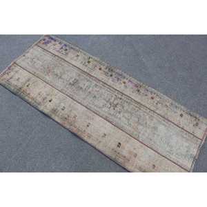 Alfombra Turca, Alfombra Pequeña de 2.2x5.3 pies, Alfombra Vintage de Lana con Diseño a Cuadros Azules - Product Image 3