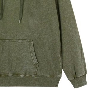 Sweat-shirt à capuche surdimensionné en molleton doux de couleur vert olive délavé à l'acide, style vintage, streetwear, vêtements d'hiver pour hommes et femmes - Product Image 5