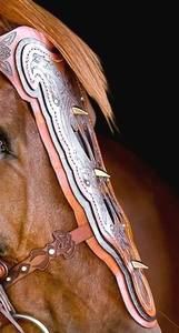 Couvre-chef et collier de poitrine en cuir de vachette vintage Couvre-chef et collier de poitrine en cuir de vachette prêt à expédier - Product Image 6