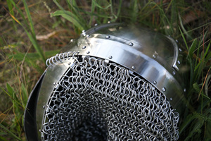 Casque de cotte de mailles Viking pour armure de combat-Acier 18G et cotte de mailles SCA Larp-Casque de combat médiéval-Casque nordique par couteaux Edge - Product Image 2