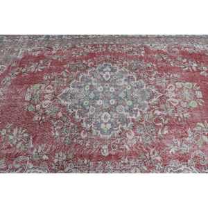 พรมขนาด 6.4x10.4 ฟุต, พรมวินเทจตุรกี, พรมลายดอกไม้สีแดง - Product Image 5