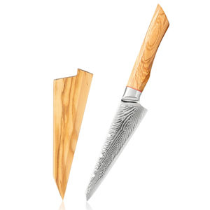 Cuchillo Amber de Acero Damasco de 73 Capas AUS10 con Mango de Madera de Olivo y Remache de Mosaico en la Empuñadura - Product Image 1