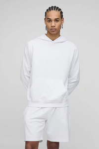 2025 Plus Size Oversized Tracksuit Shorts Hoodie Sets 100% Cotton Screen Printing Logo <b>Drop</b> Shoulder Twin Set High Street Style - Product Image 3