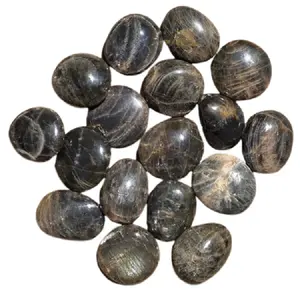 黑色月光石棕榈石天然石愈合宝石卵石棕榈雕刻石英玛瑙水晶棕榈石