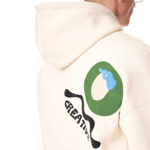 Sudaderas con capucha básicas en blanco Sudaderas básicas, algodón mezclado LOGO Jersey de gran tamaño para hombres Sudaderas con capucha impresas Color sólido liso - Product Image 4