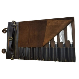 Sac de rangement pour couteaux en cuir - Design personnalisable durable Organisateur d'outils de cuisine de haute qualité - Product Image 1