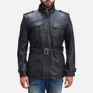 Chaqueta de invierno para hombre de diseño superior con cuello levantado manga completa 100% cuero de alta calidad personalizable precio razonable - Product Image 4