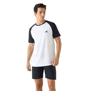Conjunto de Camiseta y Pantalones Cortos de Poliéster/Algodón para Hombre, Corte Ajustado, Manga Corta, Verano, Casual, Transpirable - Product Image 3