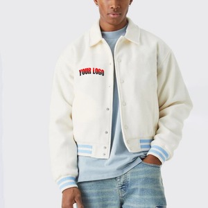 Veste universitaire en laine chaude pour homme grande taille OEM, broderie en chenille, patchwork, streetwear, veste de collège d'hiver - Product Image 6