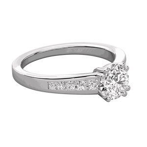 Bague de fiançailles sertie de diamants ronds et taille princesse pour elle - Product Image 1