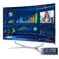 I3/I5/I7/I9 OEM 32 Inch FHD DDR4 256/512GB SSD dengan Wifi Layar LCD Melengkung All in One PC AIO Komputer untuk Bisnis, Game, Belajar