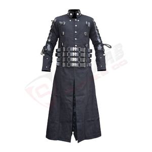 Fashion Ladies Breathable Longed-Zippers Women Stand-Collar Light-Black-Color Gothic-<b>Coat</b> With Zippers-Belts - Product Image 5