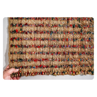 Tapis en jute tissé à la main écologique, en peluche, multicolore naturel, avec fil PET, antidérapant et lavable pour la maison moderne, la chambre et le salon
