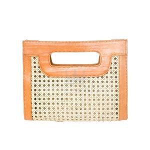 100% Handwoven Rattan & Leather Handbag Beach <b>Bag</b> - Product Image 2