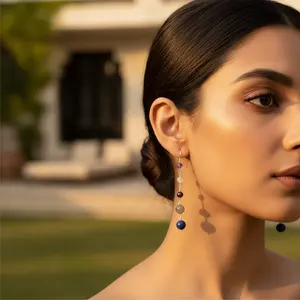 Boucles d'oreilles pendantes en argent 925 - Améthyste grenat, port quotidien - Product Image 2